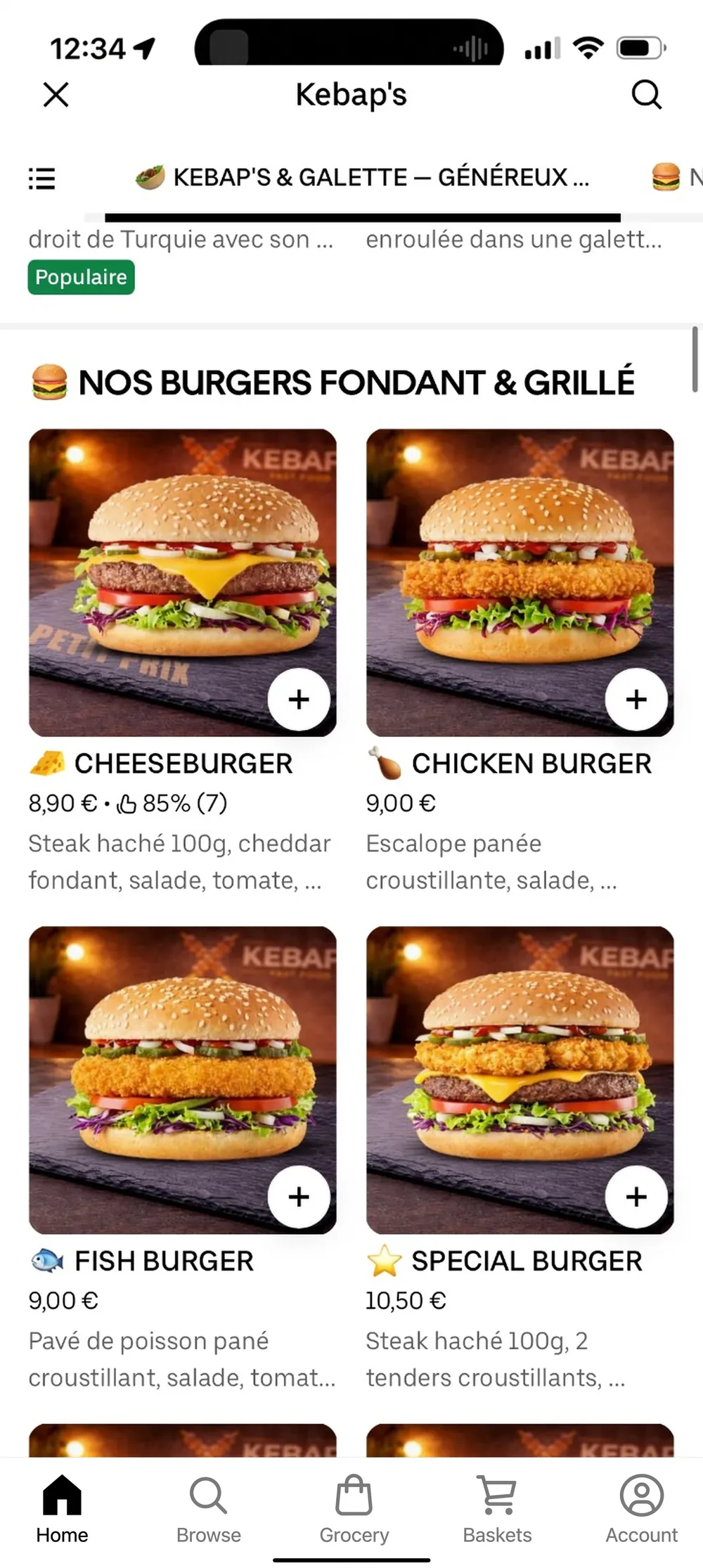 Kebap's menu